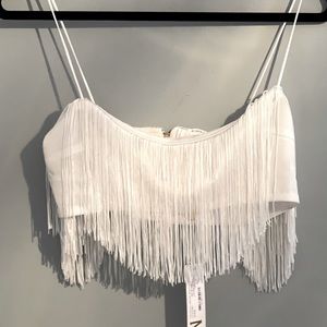 Two piece white tassel set size medium